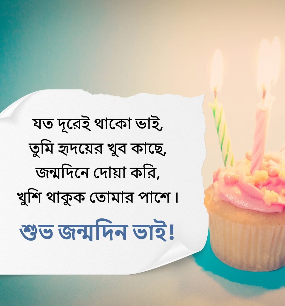Happy Birthday Shayari For Brother In Bengali with cake