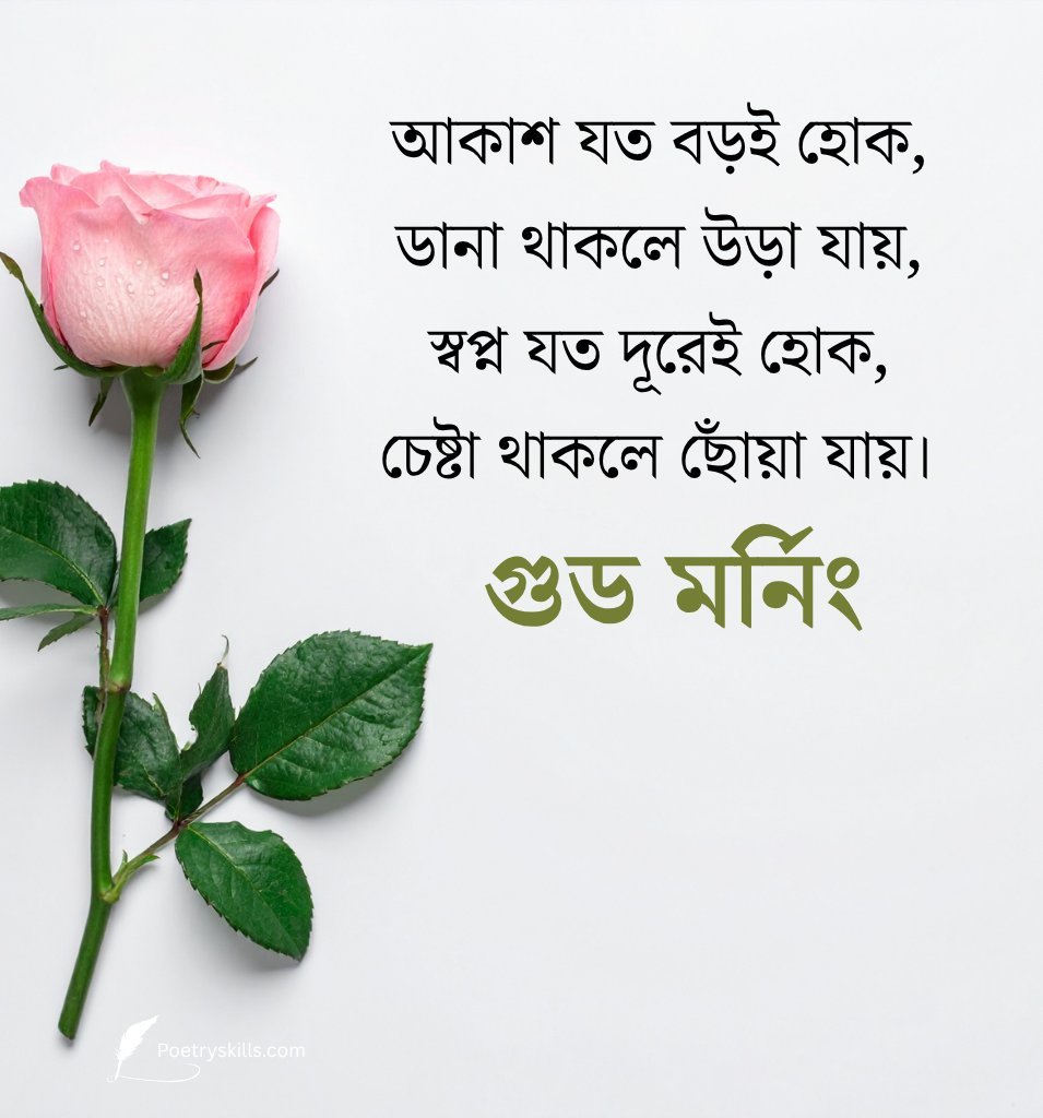 Good Morning Inspiring Quotes in Bengali With Rose