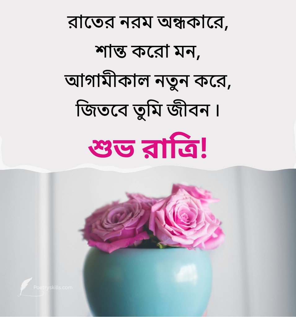 Bangla Good Night Quotes with Roses